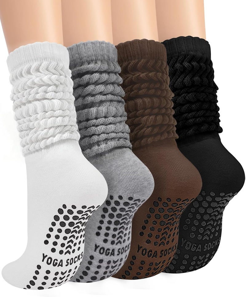 Darller Grip Pilates Socks for Women, Non Slip Yoga Slouch Scrunch Socks with Grips for Barre Ballet Workout Hospital - Image 1